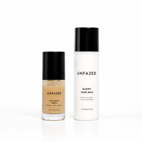 UNFAZED Restore Duo with Skin Support Serum and Glowy Face Milk with Ceramides